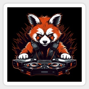 DJ Red Panda Music Lover Turntables Graphic Art Sticker